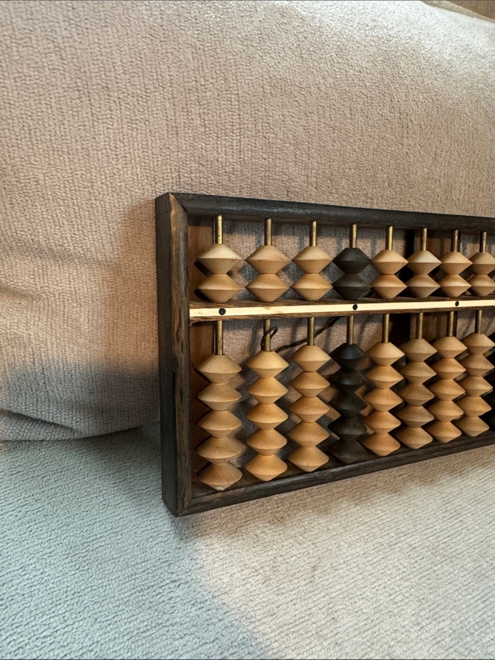 Vintage Chinese Abacus Wood And Brass Lotus Flower Brand - Picture 6 of 8